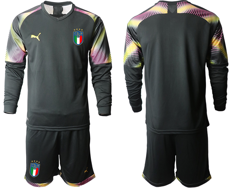 Cheap Men 2021 European Cup Italy black goalkeeper Long sleeve soccer jerseys